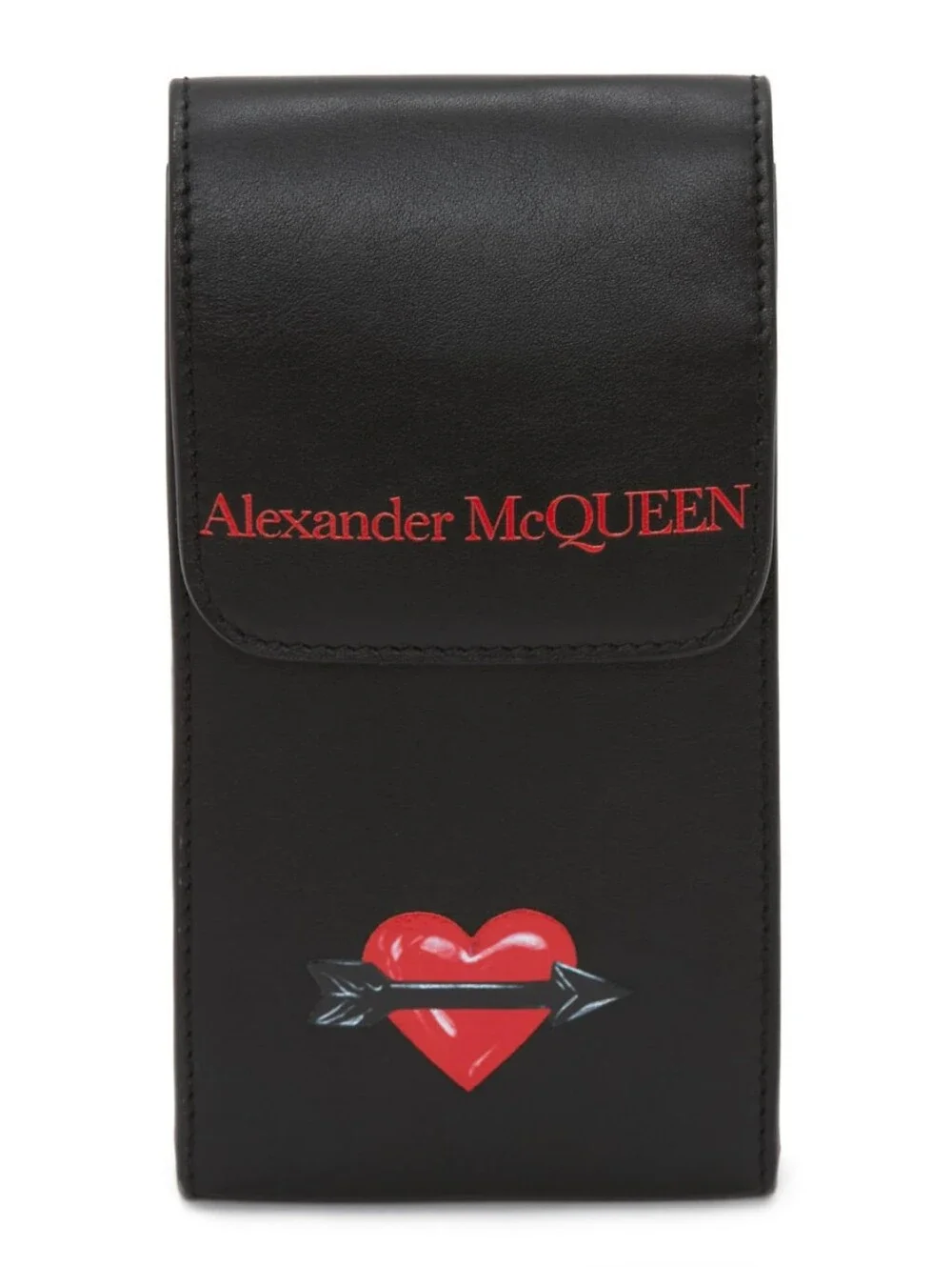 Alexander McQUEEN Valentines Capsule Collection Black Leather Heart Phone Pouch